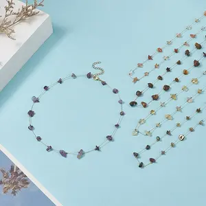 Natural Mixed Gemstone Chips Beaded Necklace