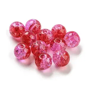 Transparent Spray Painting Crackle Glass Beads