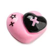 Black & Pink Opaque Resin Cabochons