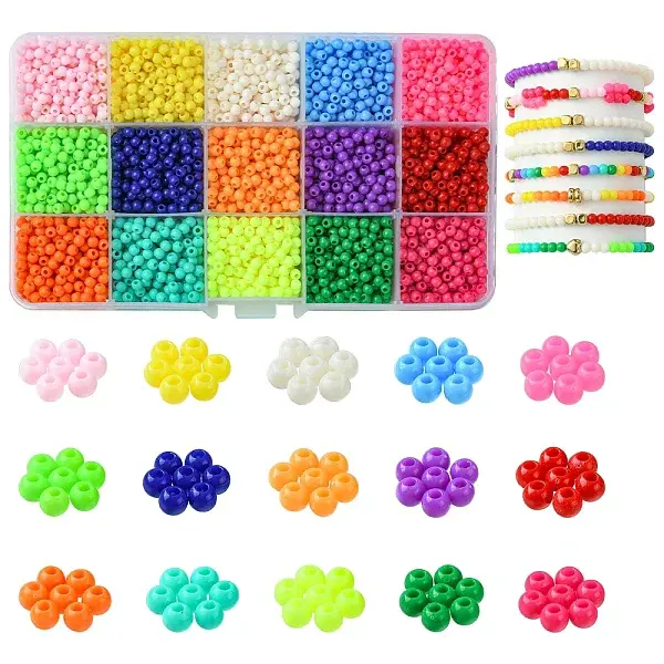 120G 15 Colors Opaque Acrylic Beads