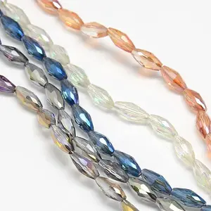 Electroplate Crystal Glass Rice Beads Strands