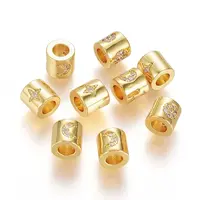 Brass Micro Pave Clear Cubic Zirconia Beads