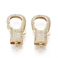 Brass Pave Clear Cubic Zirconia Lobster Claw Clasps