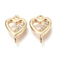 Brass Micro Pave Clear Cubic Zirconia Links Connectors
