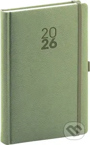 NOTIQUE Denný diár Diamante 2026 (olivový) (s pútkom na pero, elastické zatváranie)