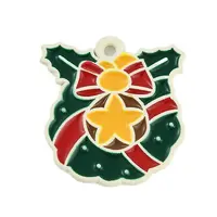 Christmas Theme Spray Painted Alloy Enamel Pendants
