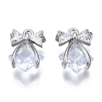 Brass Inlaid Clear Cubic Zirconia Pendants