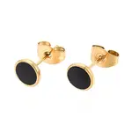 Flat Round 304 Stainless Steel Enamel Stud Earrings