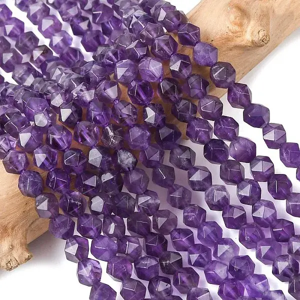 Faceted Natural Amethyst Beads Strands