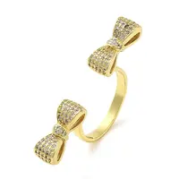 Brass Micro Pave Cubic Zirconia Cuff Rings