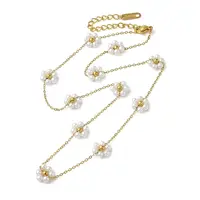 304 Stainless Steel & Plastic Pearl Link Chain Necklaces for Women