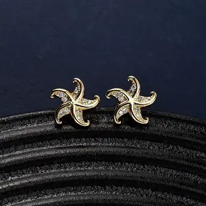 Brass Micro Pave Clear Cubic Zirconia Stud Earrings