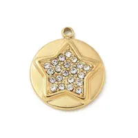 304 Stainless Steel Rhinestone Pendants
