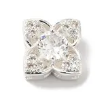 Brass Micro Pave Clear Cubic Zirconia Beads