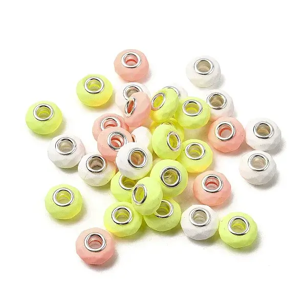 Spray Painted Faceted Resin European Beads