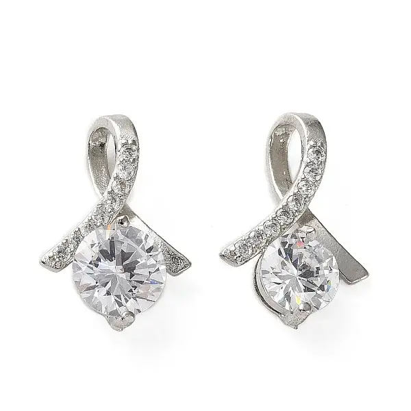 Brass Micro Pave Clear Cubic Zirconia Pendants