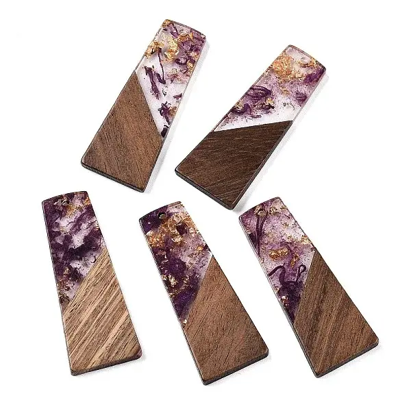 Opaque Resin & Walnut Wood Pendants