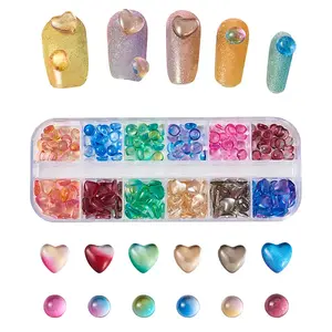 240Pcs 12 Color Transparent Glass Cabochons