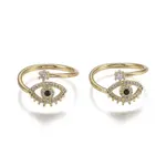 Adjustable Brass Micro Pave Clear Cubic Zirconia Cuff Rings