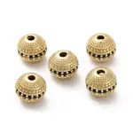 Brass Micro Pave Cubic Zirconia Beads