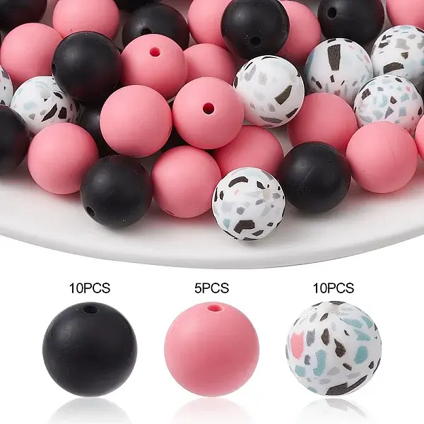 Round Food Grade Eco-Friendly Silicone Focal Beads
