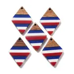 Independence Day Opaque Striped Resin & Walnut Wood Pendants