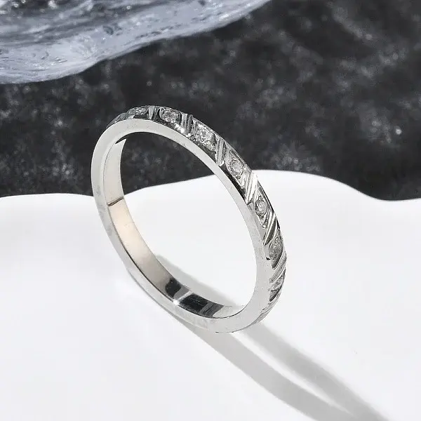 304 Stainless Steel Cubic Zirconia Finger Rings for Women