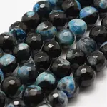 Faceted Natural Fire Crackle Agate Beads Strands
