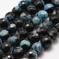 Faceted Natural Fire Crackle Agate Beads Strands