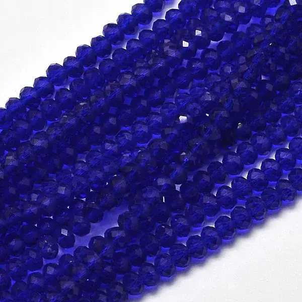 Faceted Rondelle Transparent Glass Beads Strands