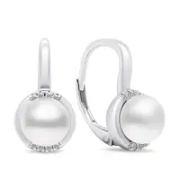 Brilio Silver Elegantné strieborné náušnice s perlami a zirkónmi EA384W