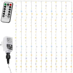 Vánoční osvětlení - světelný závěs - 3x3 m studená/teplá bílá 300 LED - VOLTRONIC