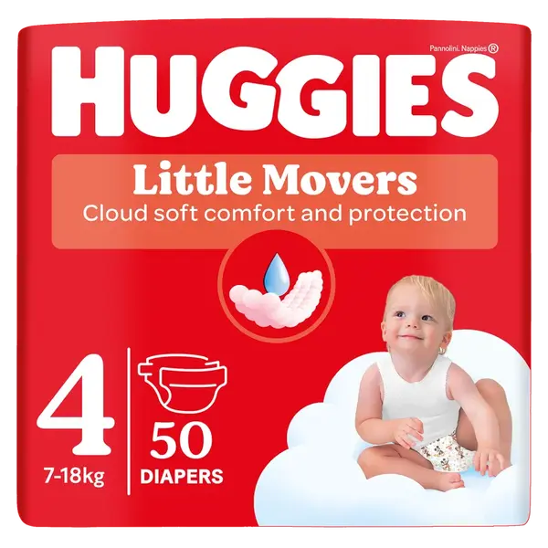 HUGGIES® Little Movers plenky 4 (7 - 18 kg) 50 ks