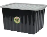 Úložný box s víkem 30x16 cm, černý, recyklovaný plast
