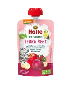 HOLLE Zebra Bee Bio ovocné pyré jablko, banán a červená řepa 100 g