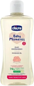 CHICCO Olej masážní s bavlnou a vitamínem E Baby Moments Sensitive 74 % přírodních složek 200 ml