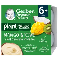 GERBER Organic 100% rostlinný dezert mango a kiwi s kokosovým mlékem 4 x 90 g