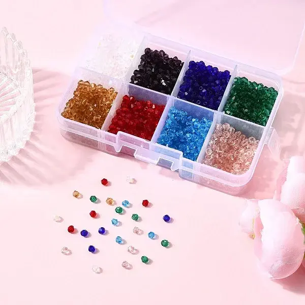 8 Colors Imitate Austrian Crystal Electroplate Bicone Glass Bead Strands