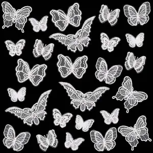 40Pcs 8 Styles Polyester Butterfly