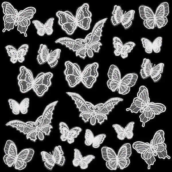 40Pcs 8 Styles Polyester Butterfly