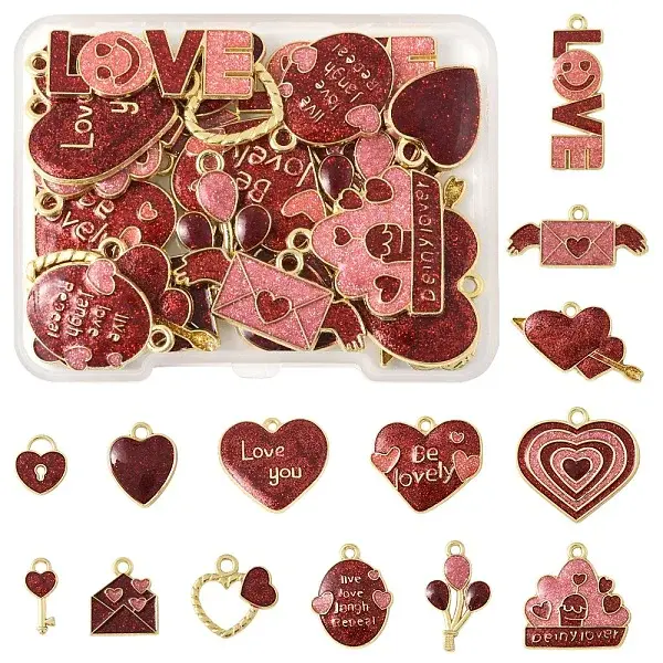 28Pcs 14 Styles Alloy Pendants