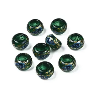 Flower Printed Transparent Acrylic Rondelle Beads