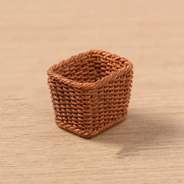 Resin Bamboo Rattan Miniature Basket Ornaments