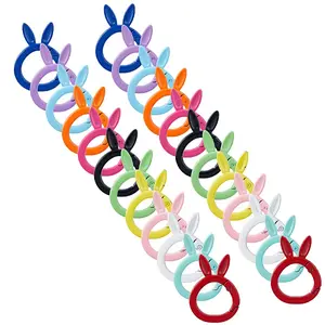 24Pcs 12 Colors Baking Paint Alloy Spring Gate Rings