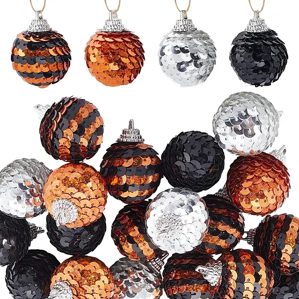 24Pcs 4 Colors Foam Scale Ball with Cord Pendant Decorations