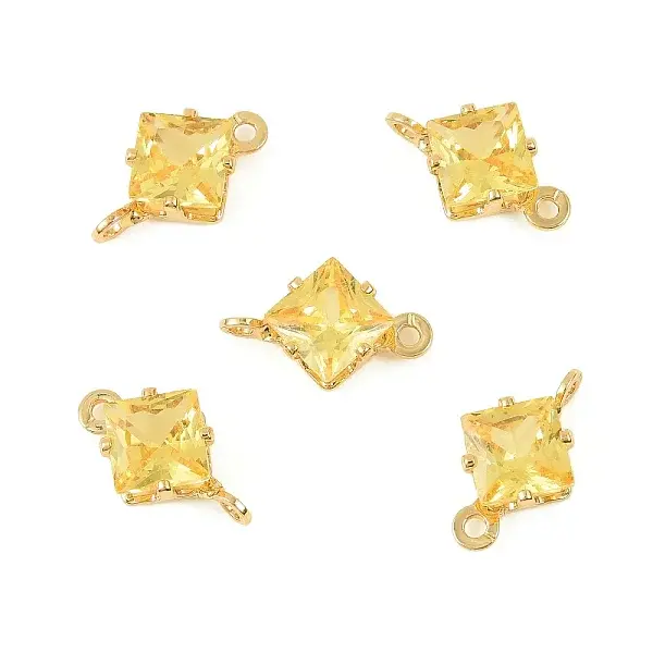 Brass Pave Cubic Zirconia Rhombus Connector Charms