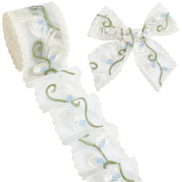 10 Yards Polyester Flower Embroidery Lace Ribbon