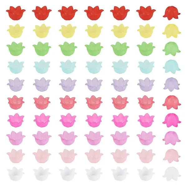 400Pcs 10 Colors Opaque Acrylic Bead Caps