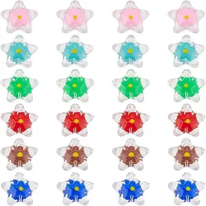 24Pcs 6 Colors Handmade Lampwork Beads