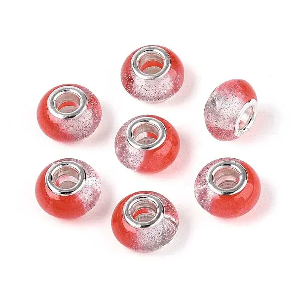 Transparent Resin Rondelle European Beads